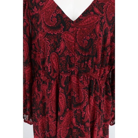 NWT Torrid Womens Plus Size 2X (18-20) Burgundy Paisley Open Back A-line Dress - Picture 4 of 11